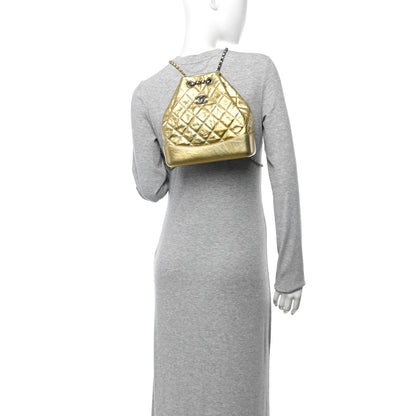 Chanel Metallic Lambskin Small Quilted Gabrielle Backpack Gold 2 of 10