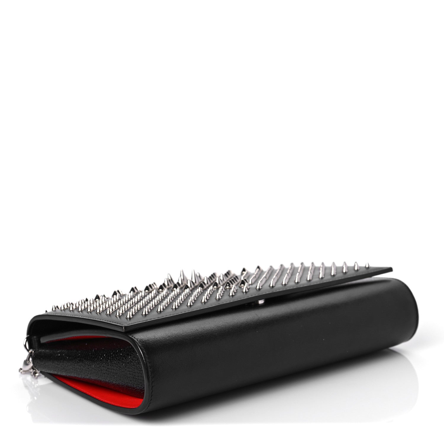 Christian Louboutin Calfskin Patent Jurassic Spikes Paloma Clutch Black 4 of 9