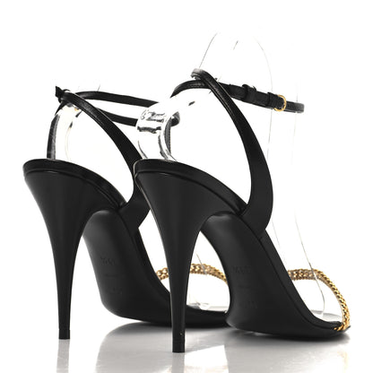 Saint Laurent Calfskin Chain Ankle Strap Sandals 39.5 Black 5 of 8