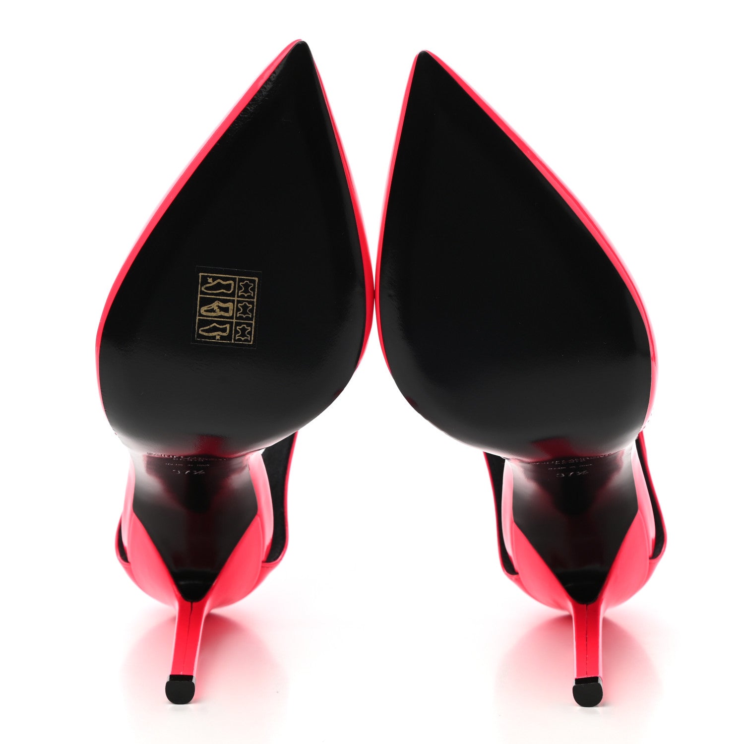 Saint Laurent Patent Anja 105 Ankle Strap Pointed Pumps 37.5 Fuxia Fluo 5 of 9