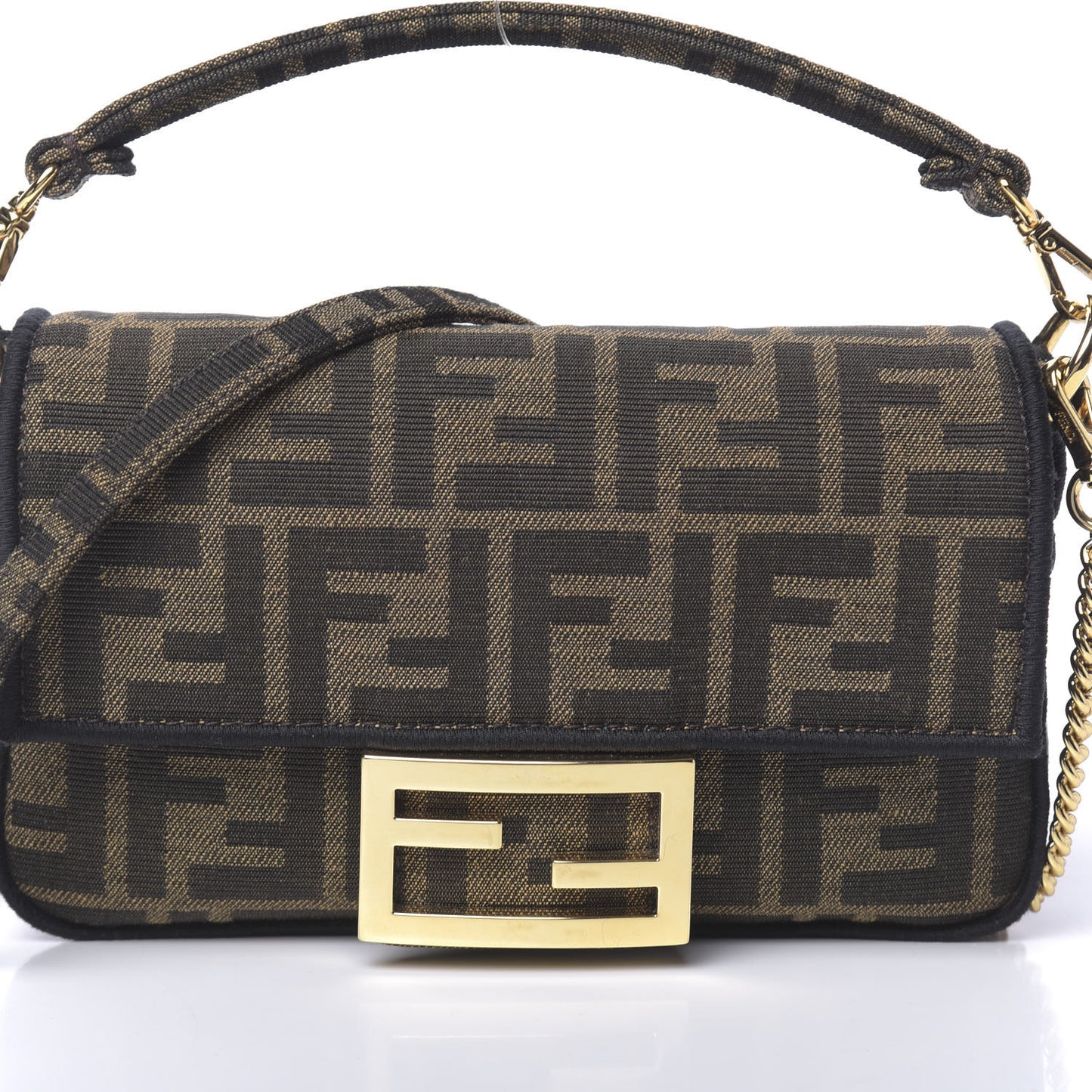 Fabric Jacquard FF 1974 Mini Baguette Tobacco Moro Black