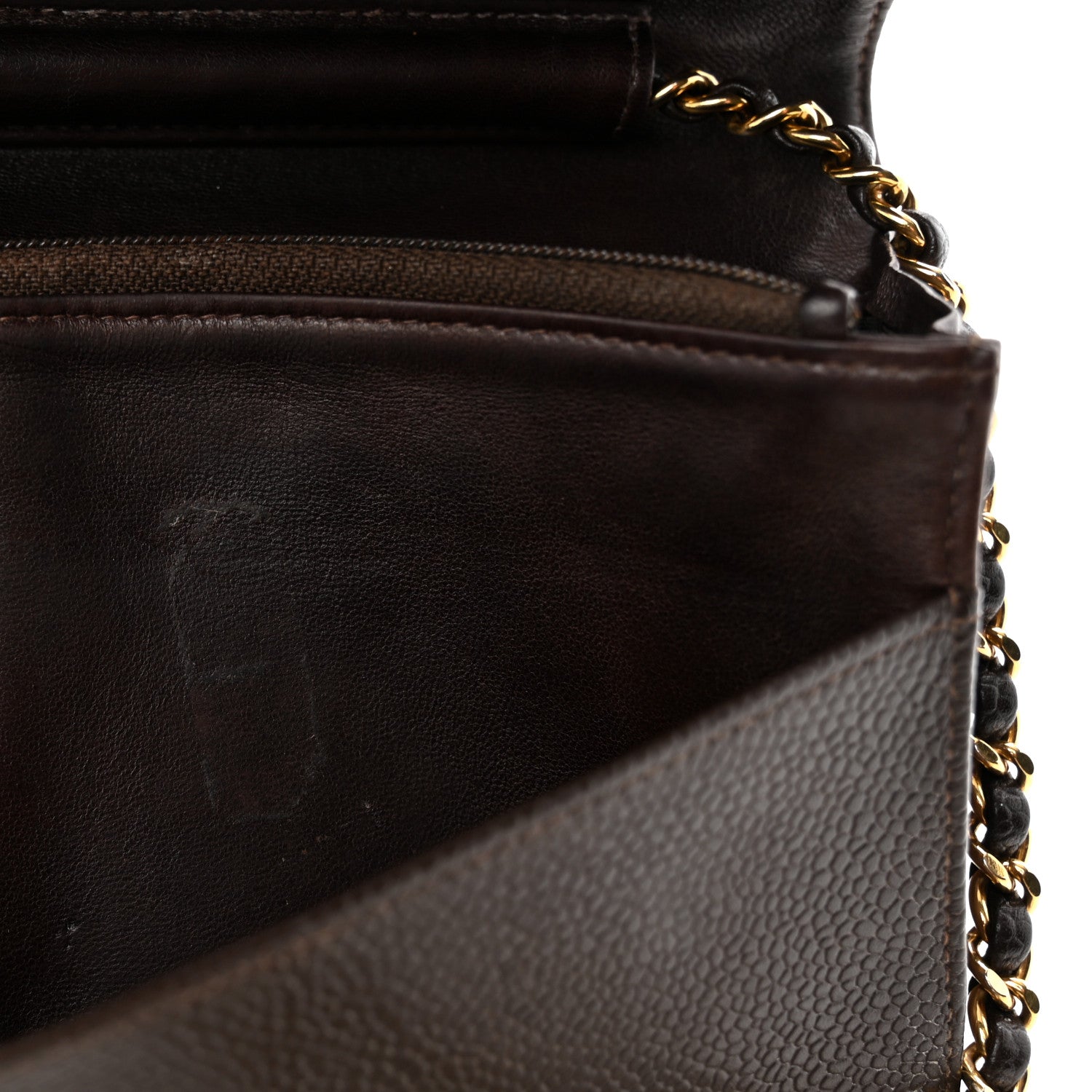 Chanel Caviar Timeless CC Wallet On Chain WOC Dark Brown 13 of 14