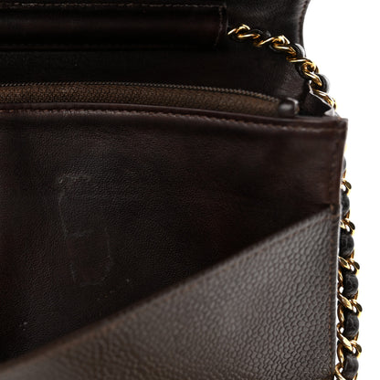 Chanel Caviar Timeless CC Wallet On Chain WOC Dark Brown 13 of 14