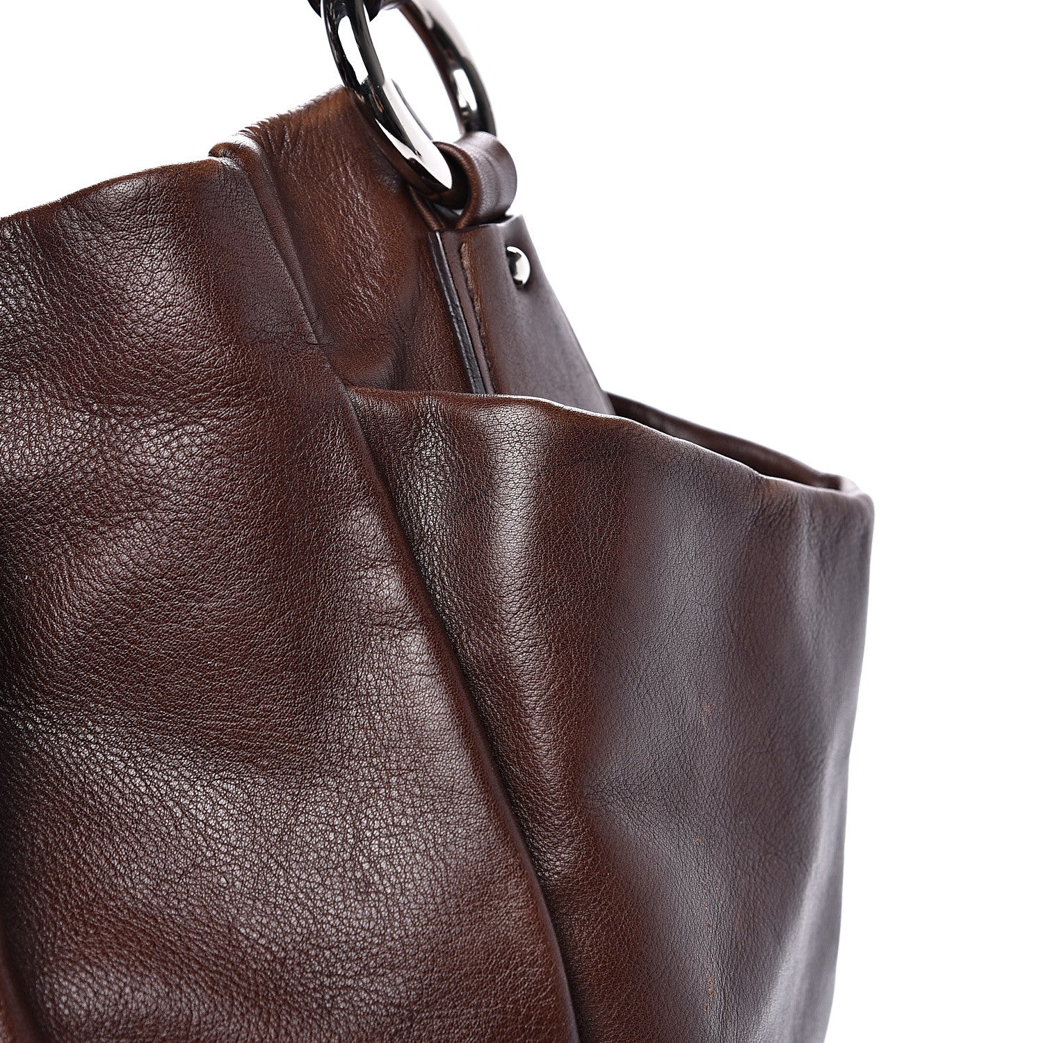 Prada Soft Calf Pleated Two Pocket Hobo Bruciato 17 of 19