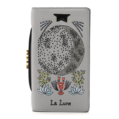 Christian Dior Lambskin Embroidered La Lune Tarot Pouch Clutch Grey 1 of 7