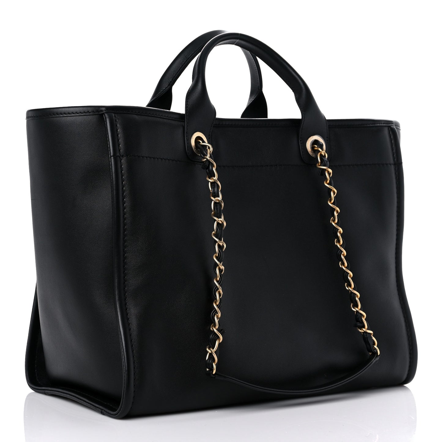 Calfskin Medium Deauville Tote Black Multicolor