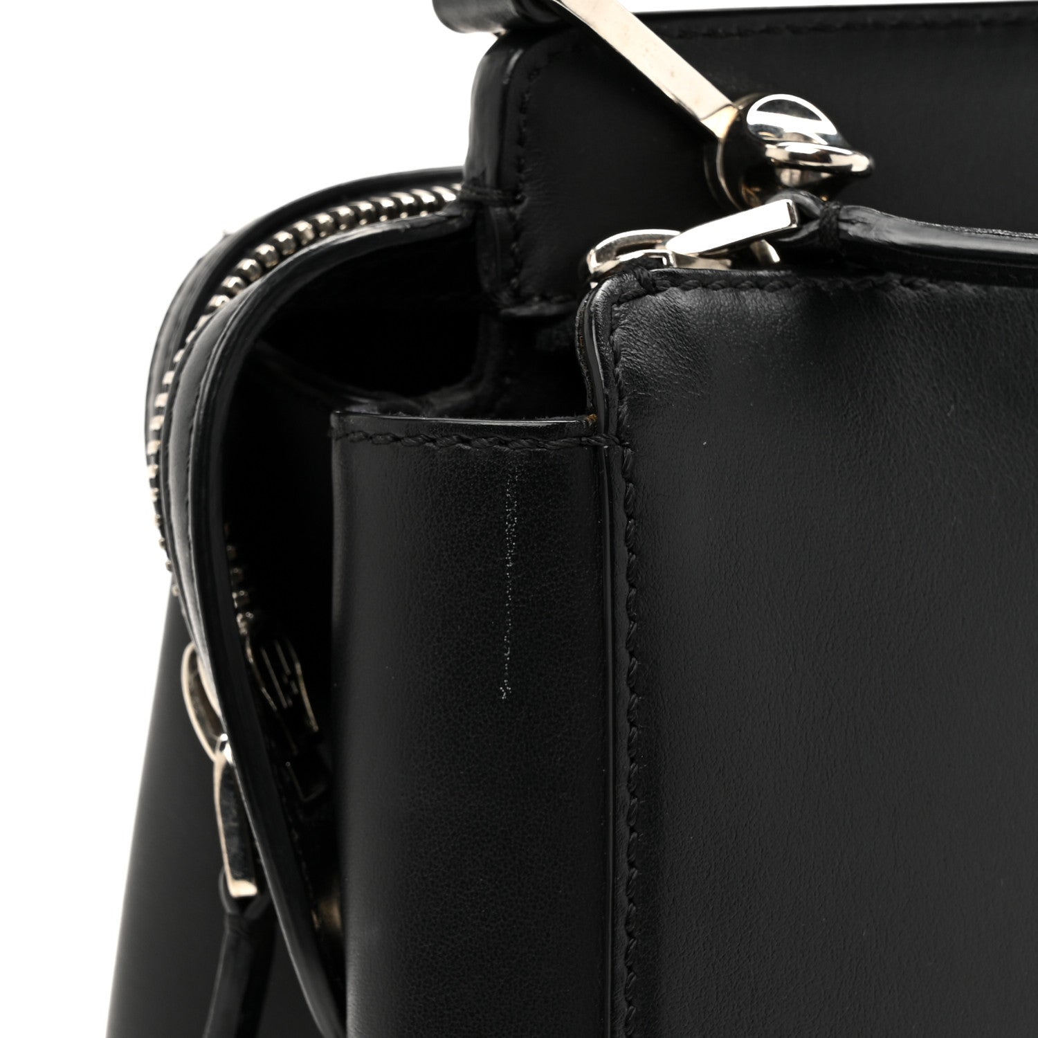 Fendi Vitello Baltico Dolce DotCom Satchel Black Blue Royal 11 of 16