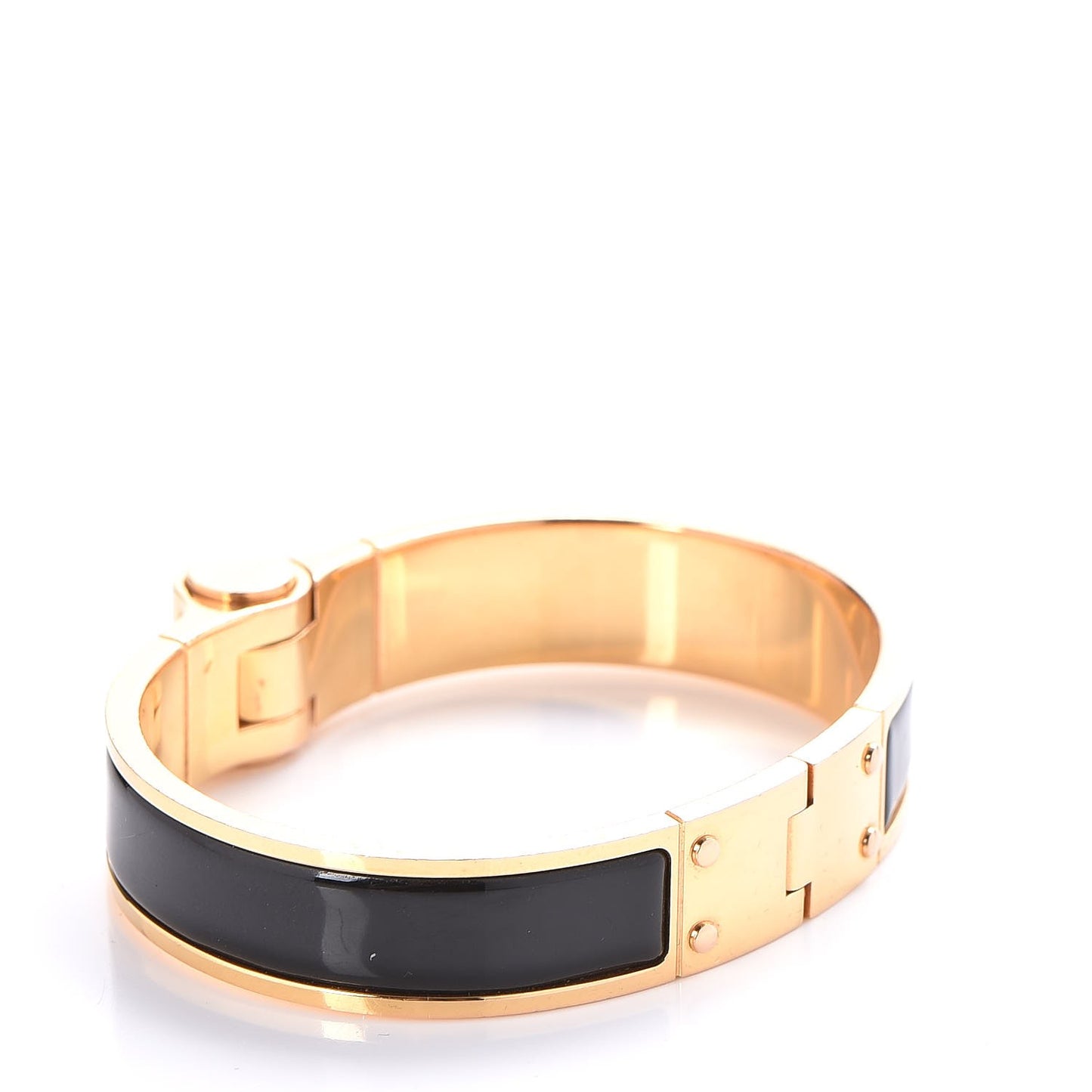Enamel Charniere Uni Narrow Hinged Bracelet S Black
