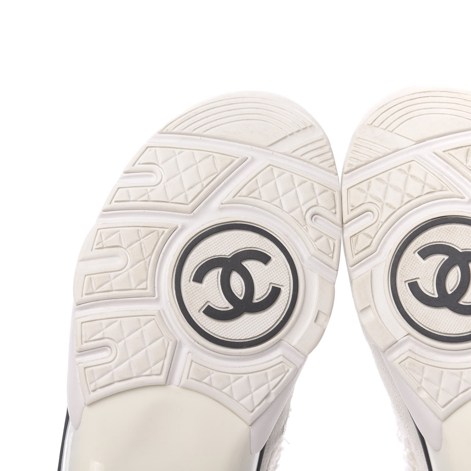 Chanel Velour Tweed CC Sneakers 39.5 White 6 of 8