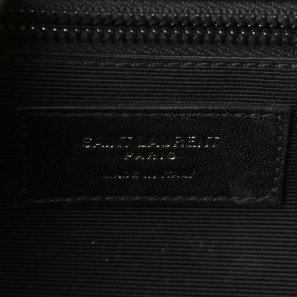 Saint Laurent Grain De Poudre Textured Mixed Matelasse Large Triquilt Monogram Monochrome Satchel Black 6 of 9