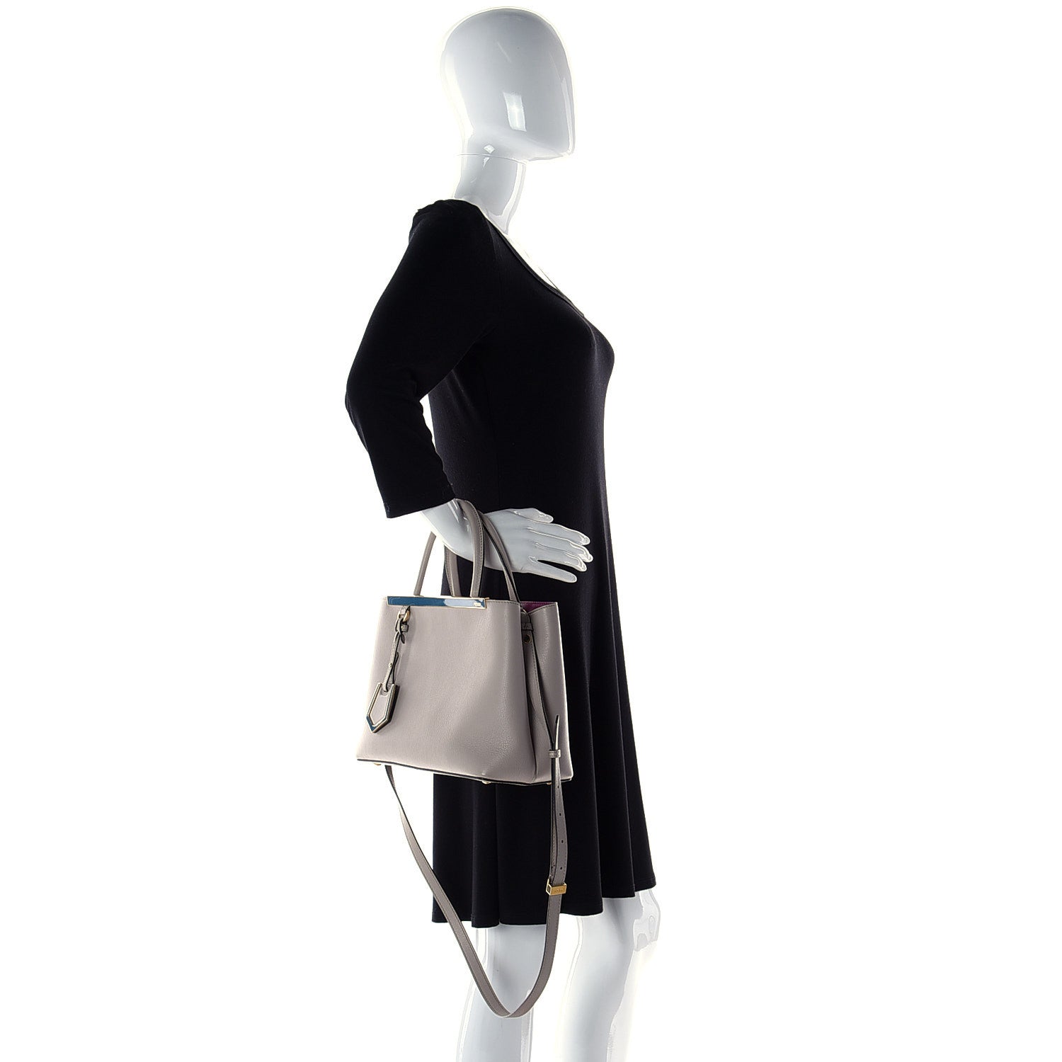 Fendi Vitello Dolce Century Petite 2Jours Tote Grigio Polvere Ciclamino 2 of 9