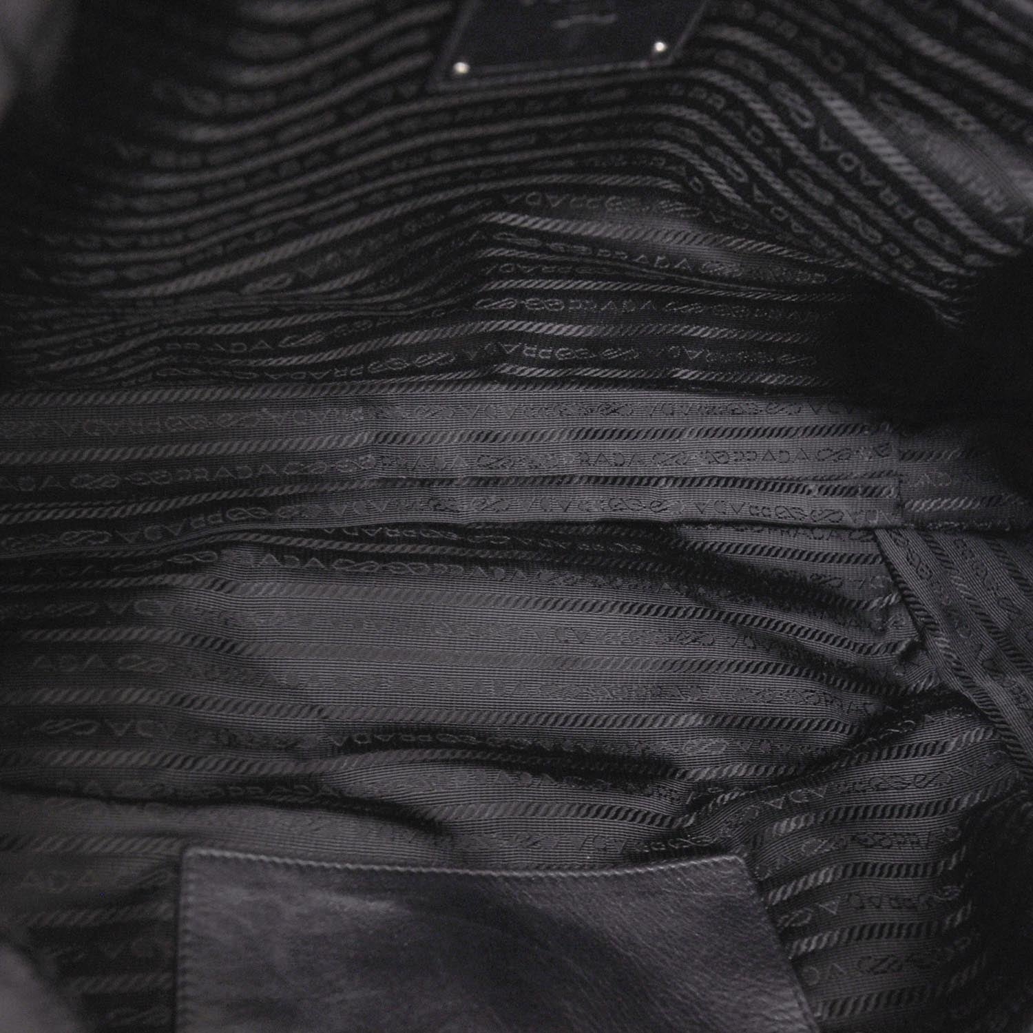 Prada Leather Large New Look Satchel Metallic Black 6 of 9