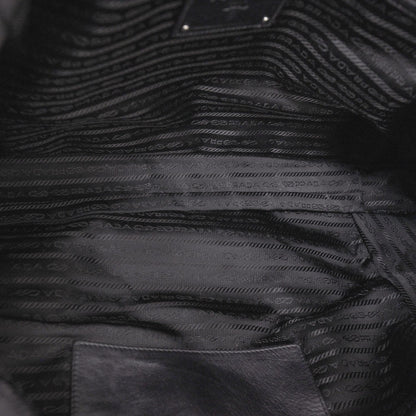 Prada Leather Large New Look Satchel Metallic Black 6 of 9