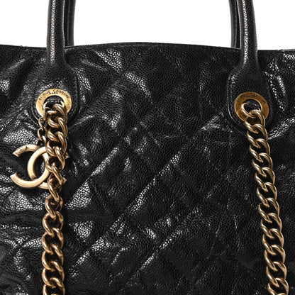 Chanel Glazed Caviar Quilted Small Shiva Tote Tote Black 8 of 10