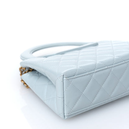 Chanel Shiny Aged Calfskin Quilted Nano Kelly Shopper Light Blue 9 of 10