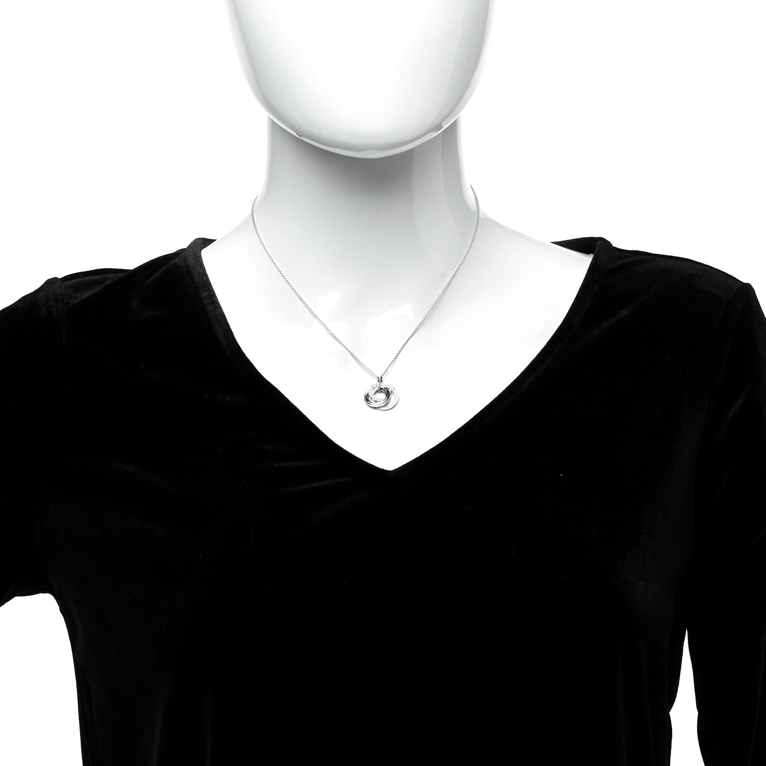 Tiffany 18K White Gold Diamond Triple Interlocking Circles Pendant Necklace 2 of 5
