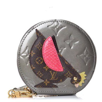 Louis Vuitton Vernis Animania Coq Rooster Round Coin Purse Gris Art Deco 1 of 8