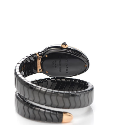 Bulgari 18K Rose Gold Ceramic Diamond Bezel 35mm Serpenti Tubogas Quartz Watch Black 4 of 5