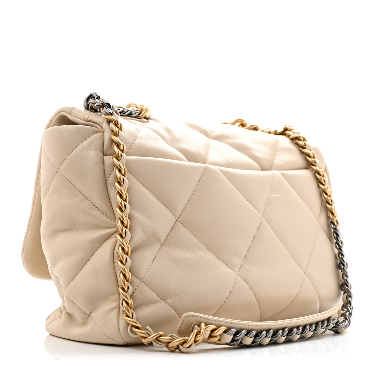 Chanel Lambskin Quilted Maxi Chanel 19 Flap Beige 3 of 13