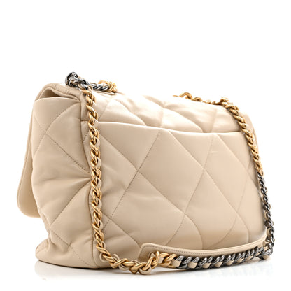 Chanel Lambskin Quilted Maxi Chanel 19 Flap Beige 3 of 13