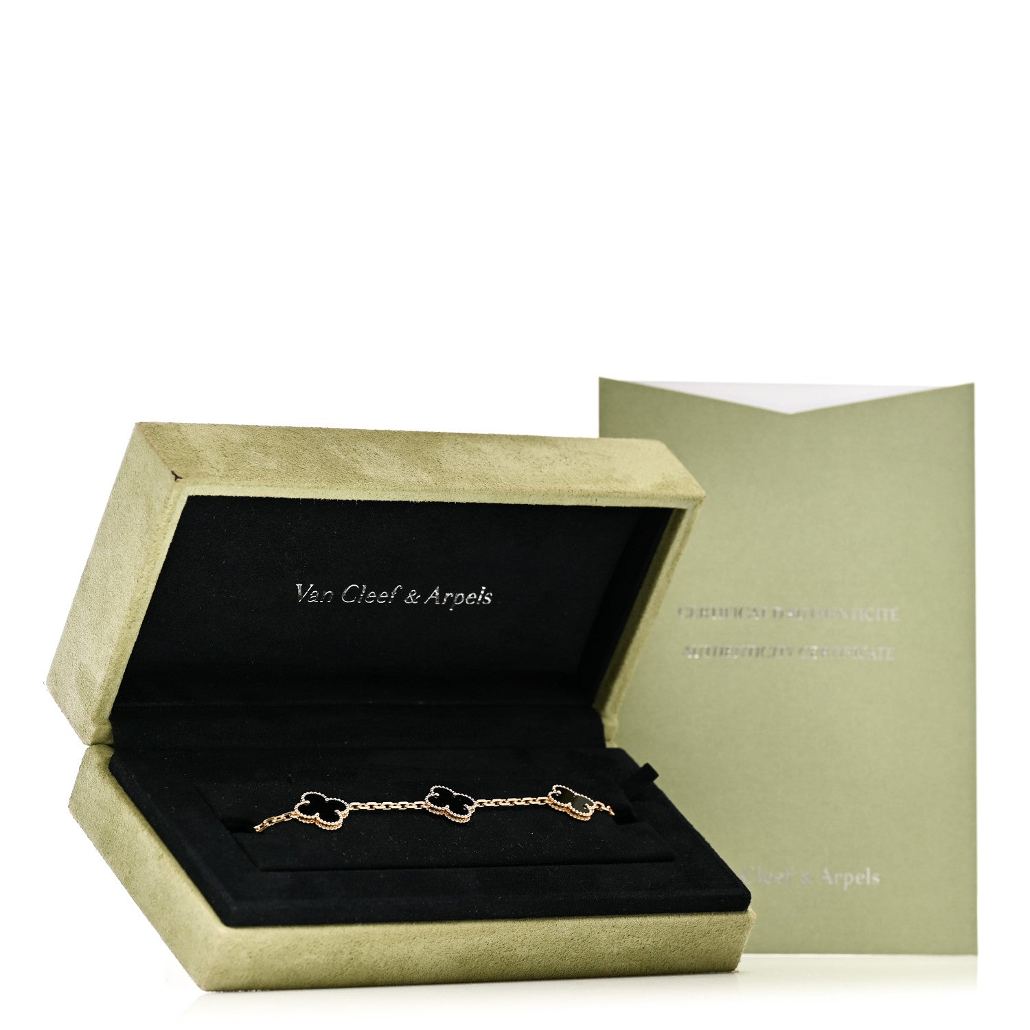 Van Cleef & Arpels 18K Yellow Gold Black Onyx 5 Motifs Vintage Alhambra Bracelet 5 of 5