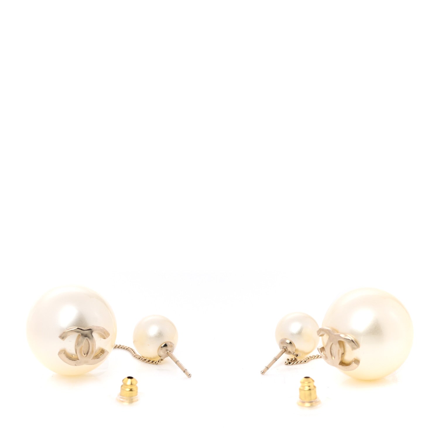 Chanel Pearl CC Drop Earrings Gold 3 of 4