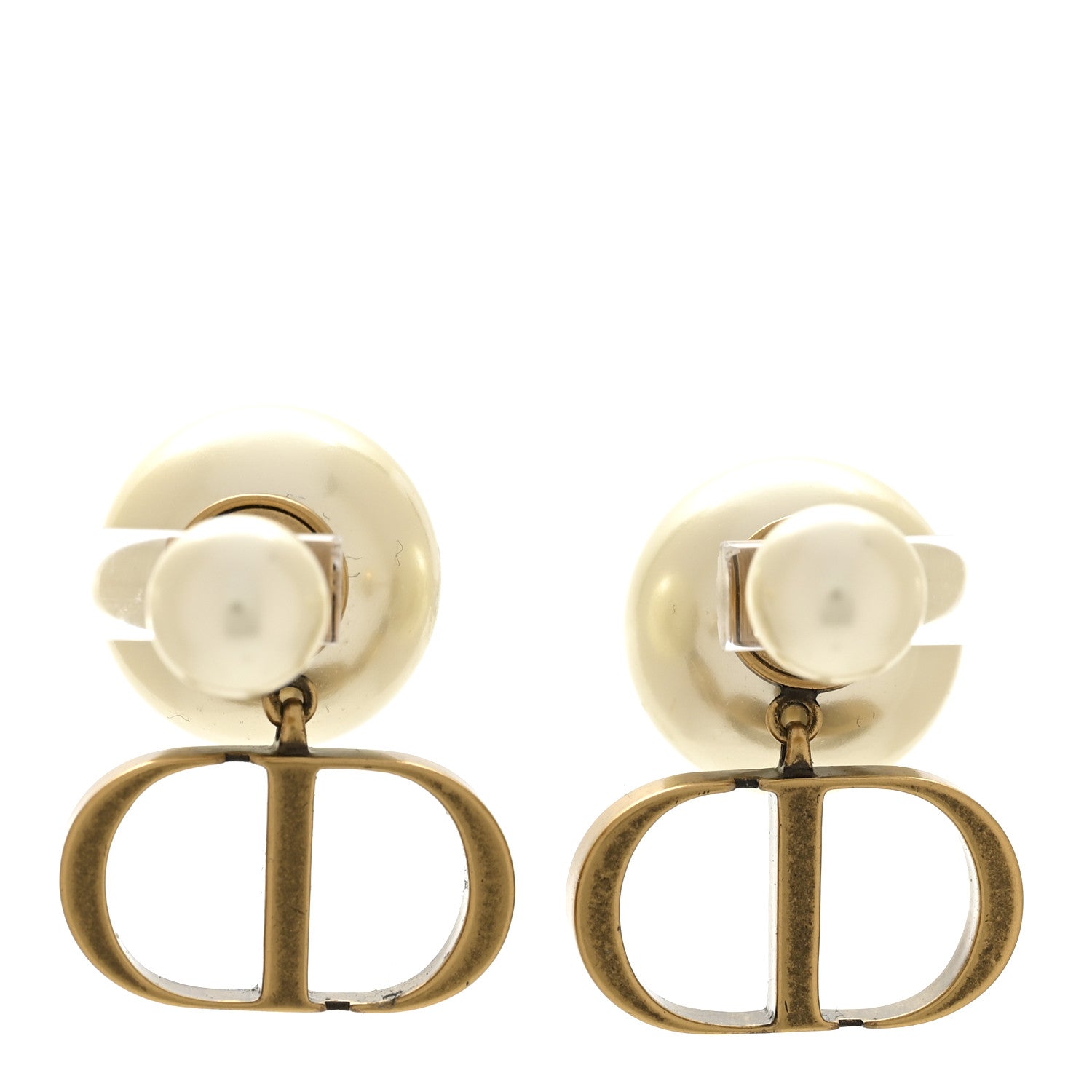 Christian Dior Metal Pearl Tribales Earrings Gold 1863683