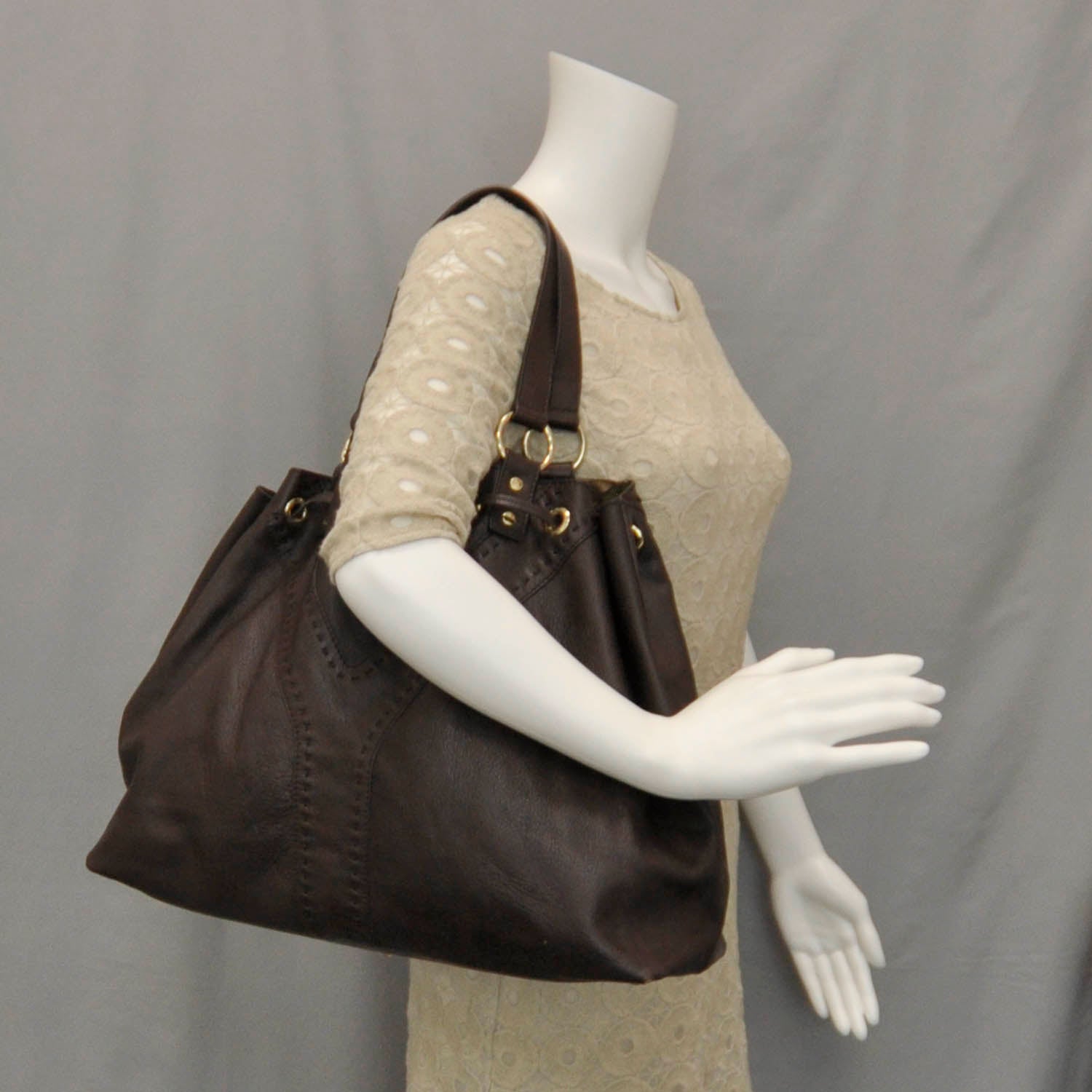Saint Laurent Leather Reversible Double Sac Y Tote Gold Brown 2 of 8