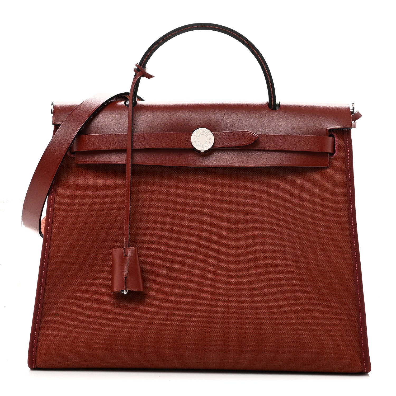 Hermes Vache Hunter Toile Herbag Zip 31 PM Rouge H 1 of 12