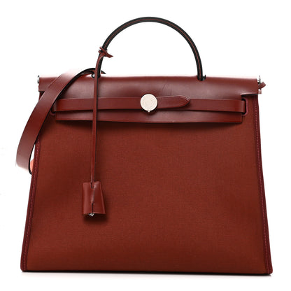 Hermes Vache Hunter Toile Herbag Zip 31 PM Rouge H 1 of 12