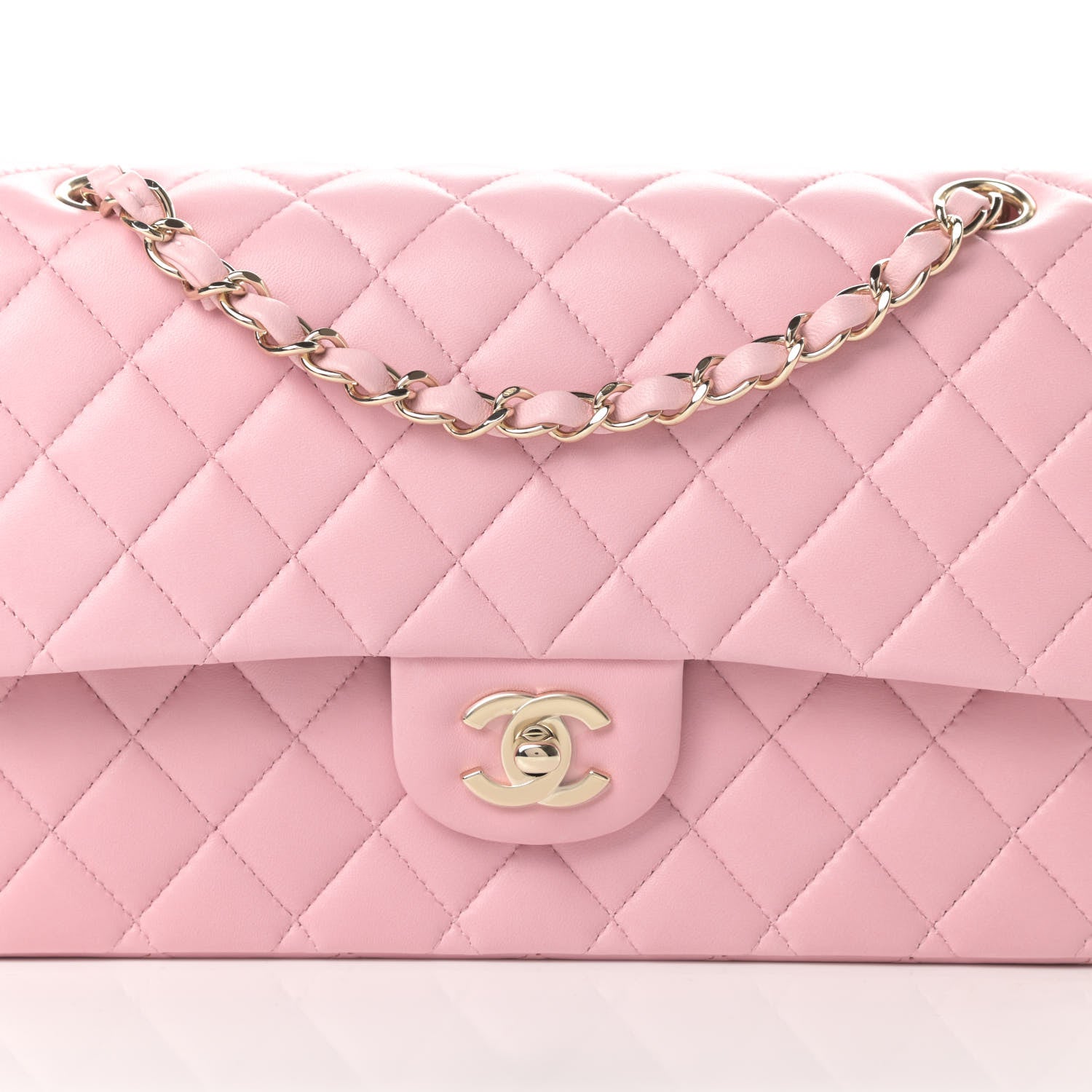 Chanel Lambskin Quilted Medium Double Flap Light Pink 8 of 13