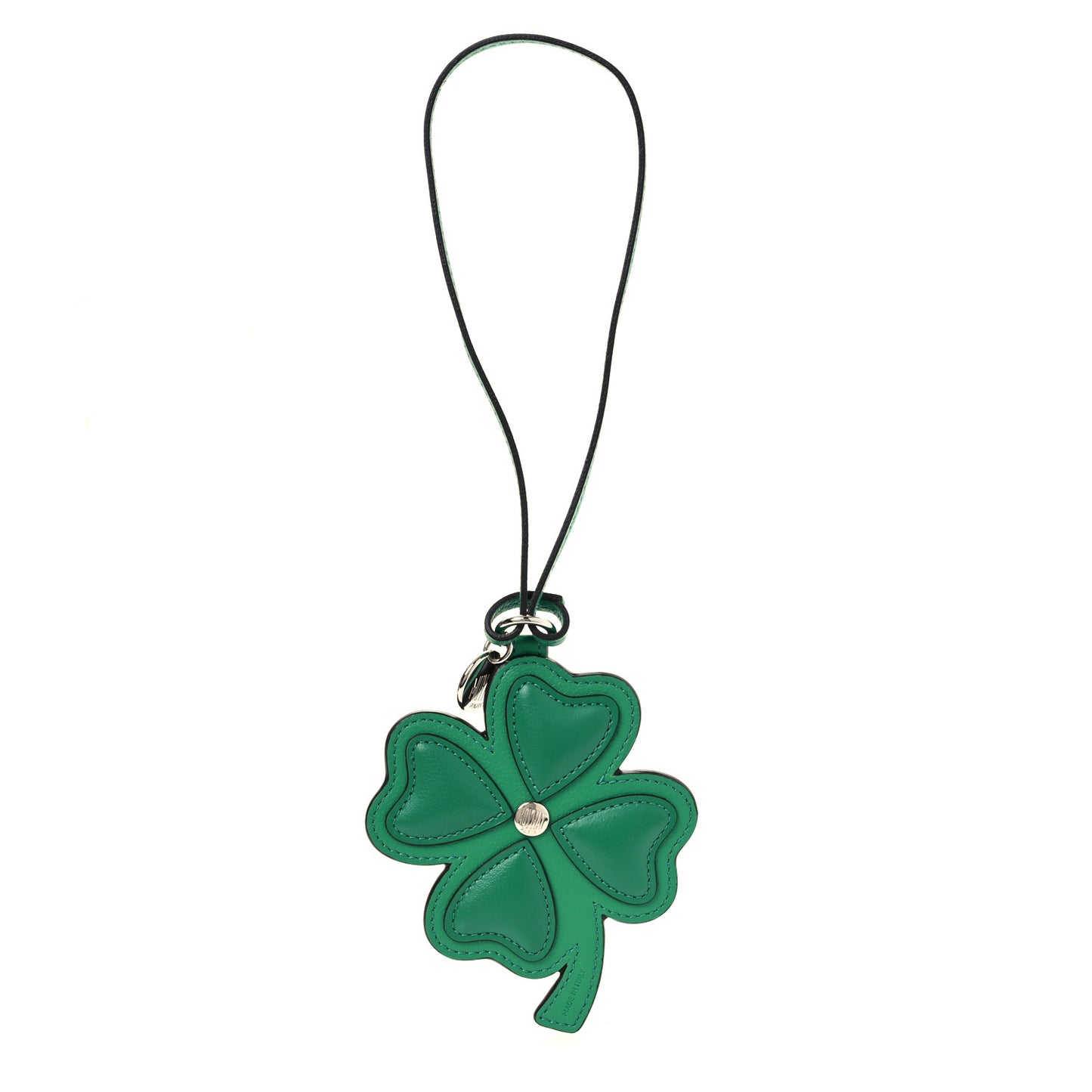 Grained Calfskin Canvas 1920 Oh! Clover Bag Charm Verdant