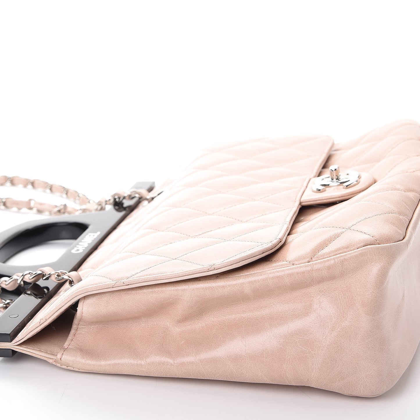 Glazed Calfskin Quilted Small CC Delivery Tote Light Pink