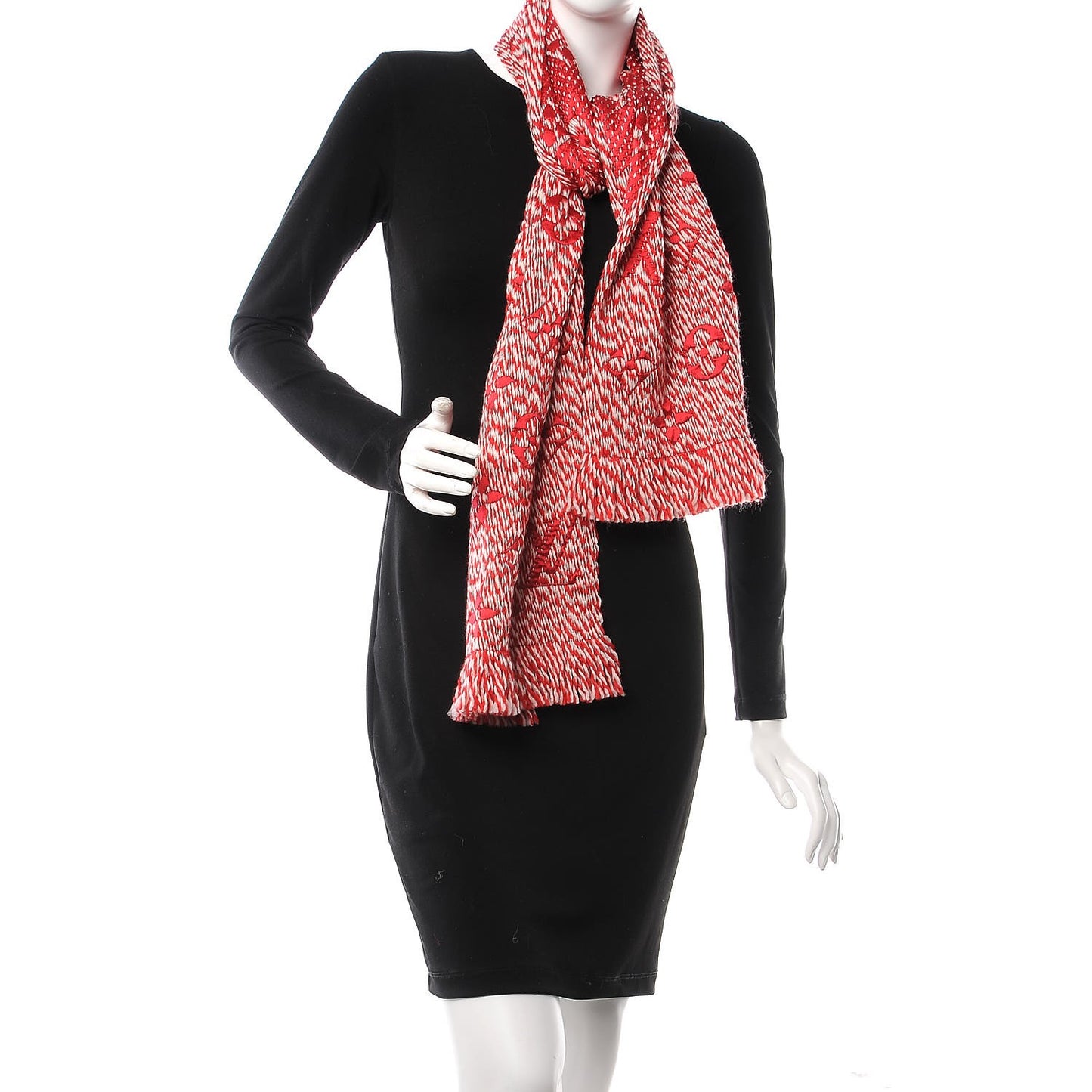 Wool Silk Logomania Mix Scarf Coquelicot