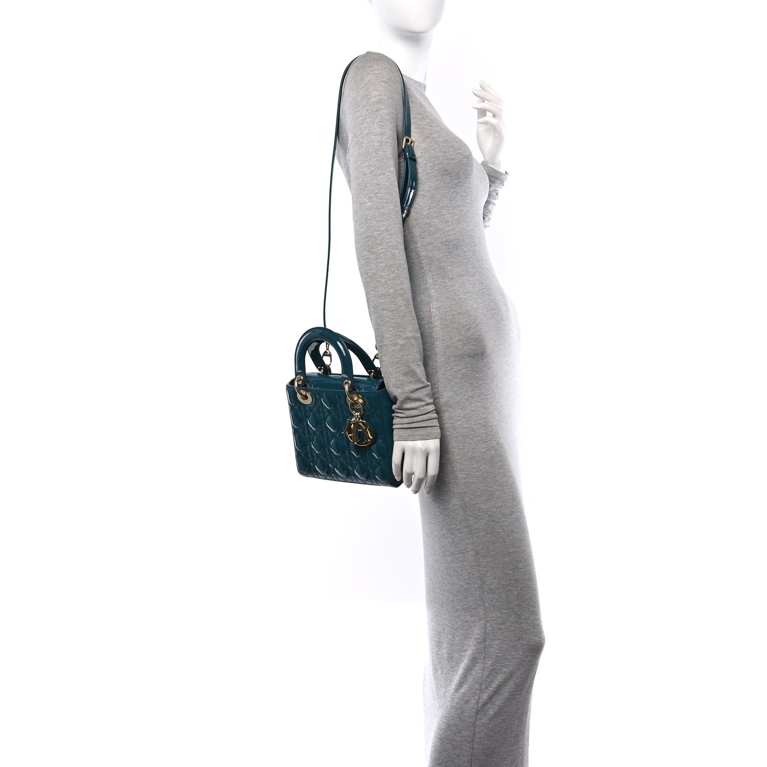 Christian Dior Patent Cannage Small Lady Dior Turquoise 2 of 10