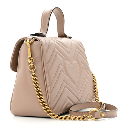 Gucci Calfskin Matelasse Small GG Marmont Top Handle Shoulder Bag Porcelain Rose 3 of 15