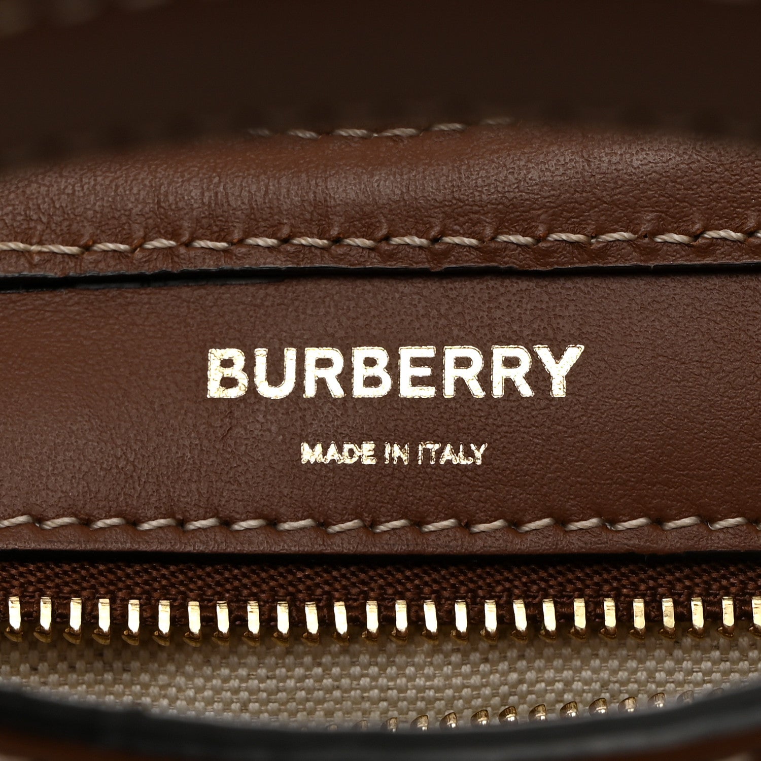 Burberry Canvas Smooth Calfskin Two Tone Mini Pocket Bag Natural Tan Fiery Red 6 of 11