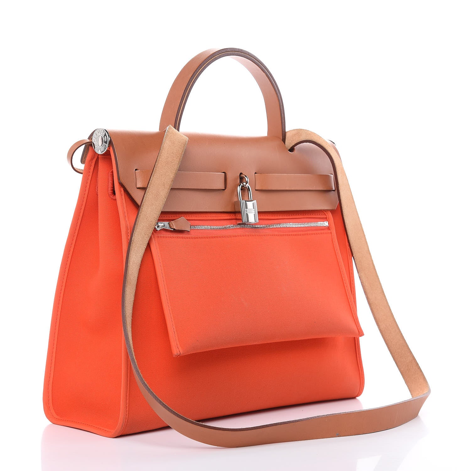 Hermes Vache Hunter Toile Herbag Zip 31 PM Capucine Fauve 3 of 15