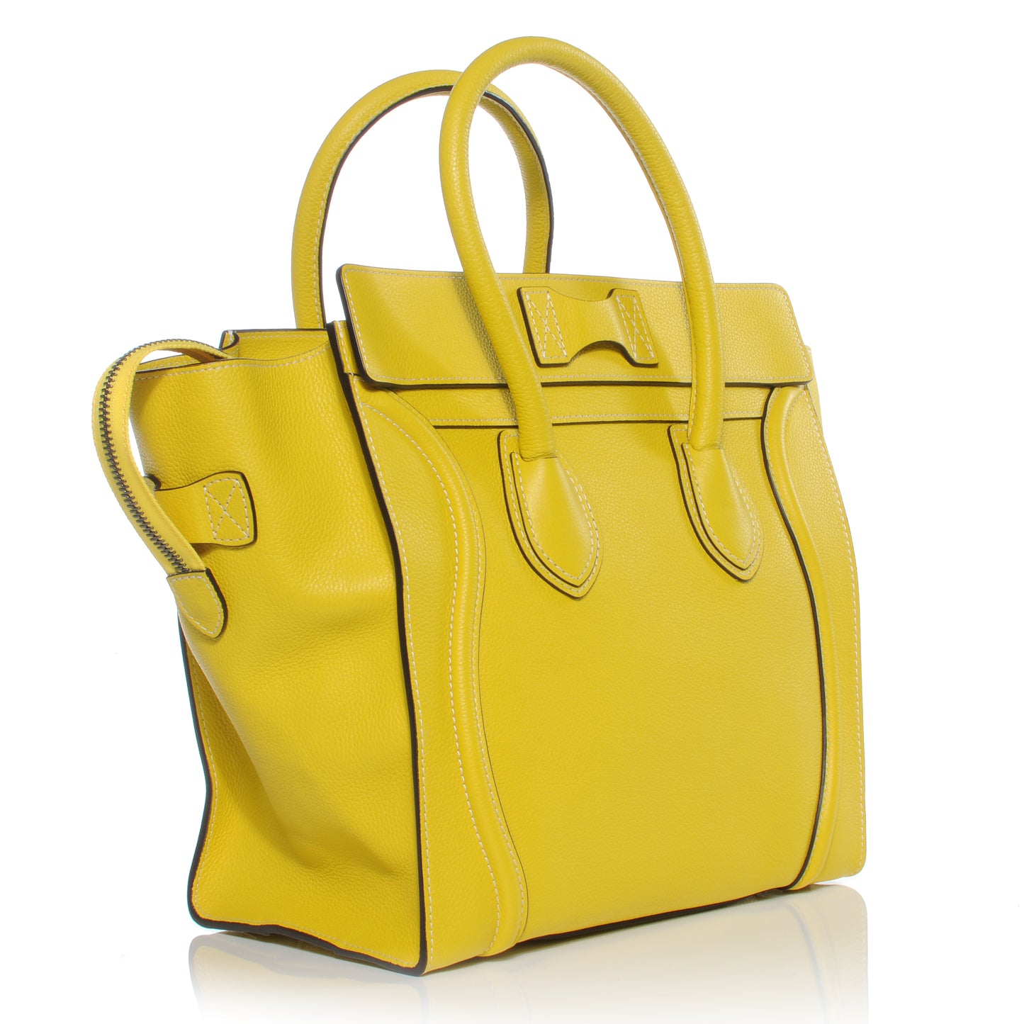 Drummed Calfskin Mini Luggage Citron