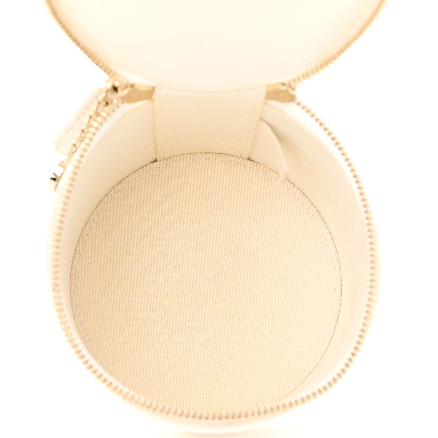Chanel Lambskin Quilted Round Small Vanity Case With Chain White Black 5 of 11