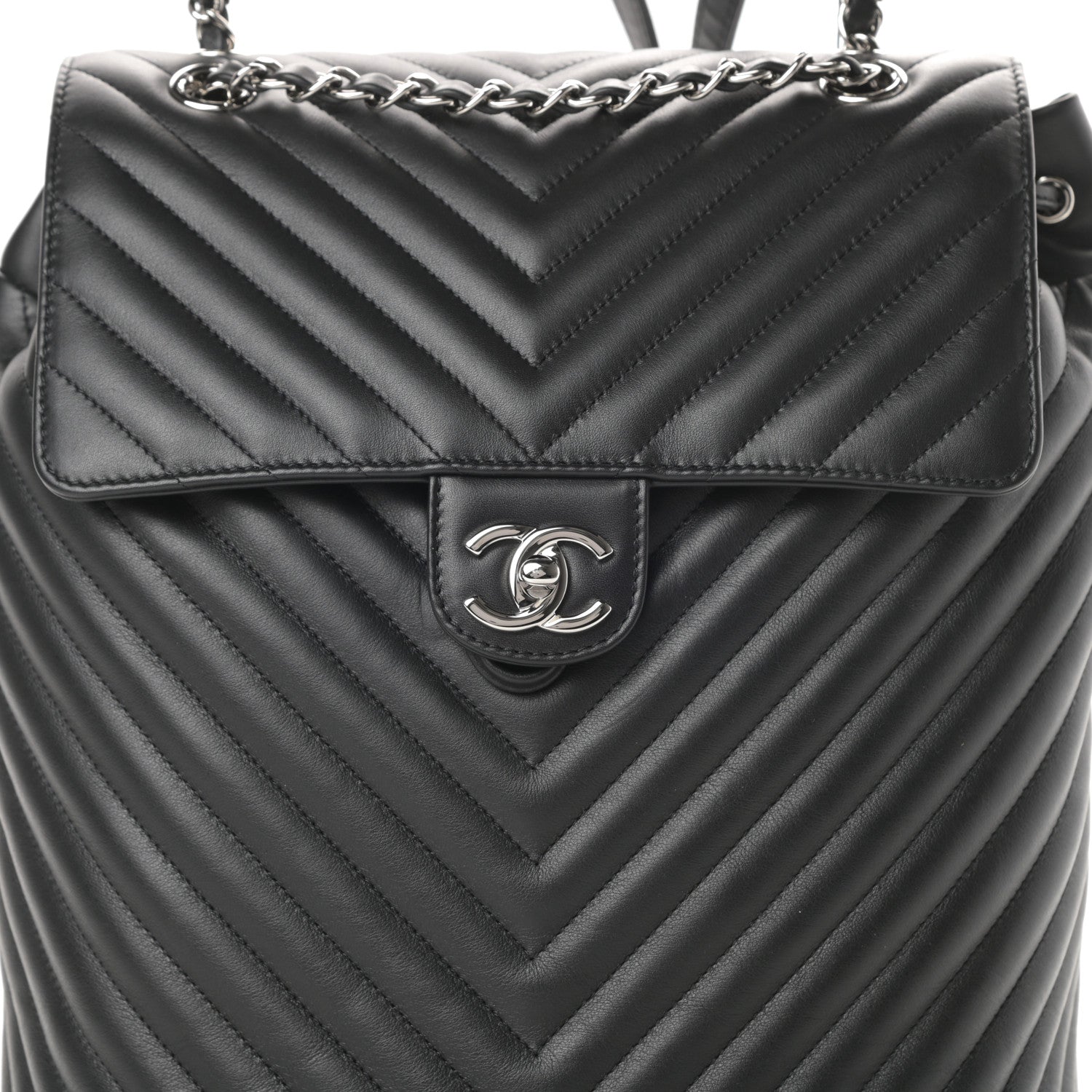 Chanel Calfskin Chevron Quilted Large Urban Spirit Backpack Black 8 of 16