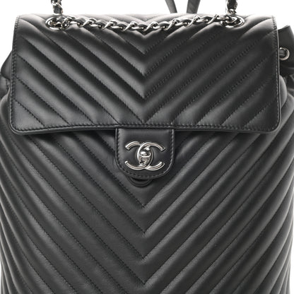 Chanel Calfskin Chevron Quilted Large Urban Spirit Backpack Black 8 of 16