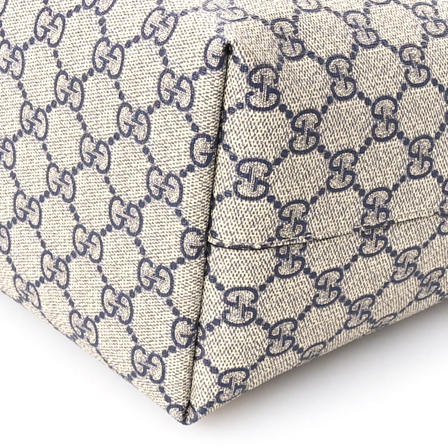 GG Supreme Monogram Textured Calfskin Web Medium Ophidia Shopping Tote Beige Blue