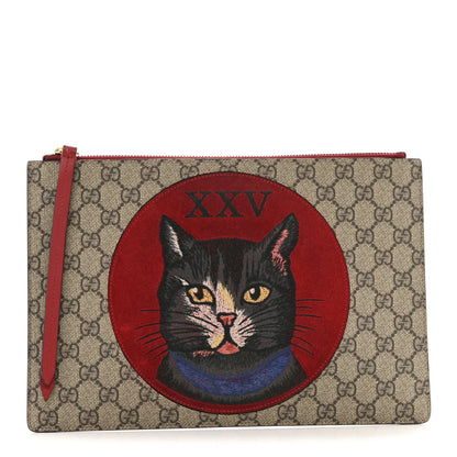 Gucci GG Supreme Monogram Mystic Cat Large Zip Red 1 of 10