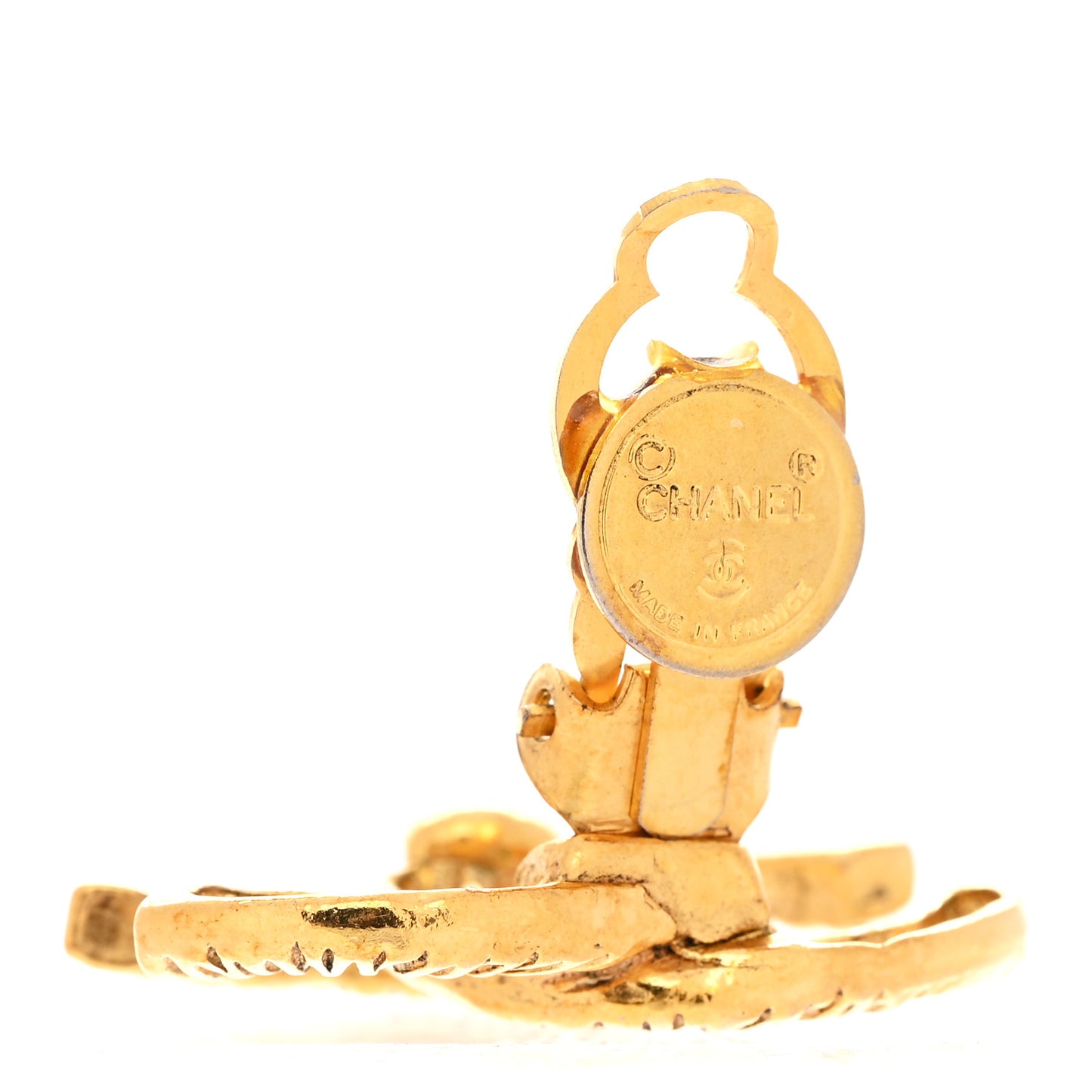 Textured CC Clip On Earrings Gold