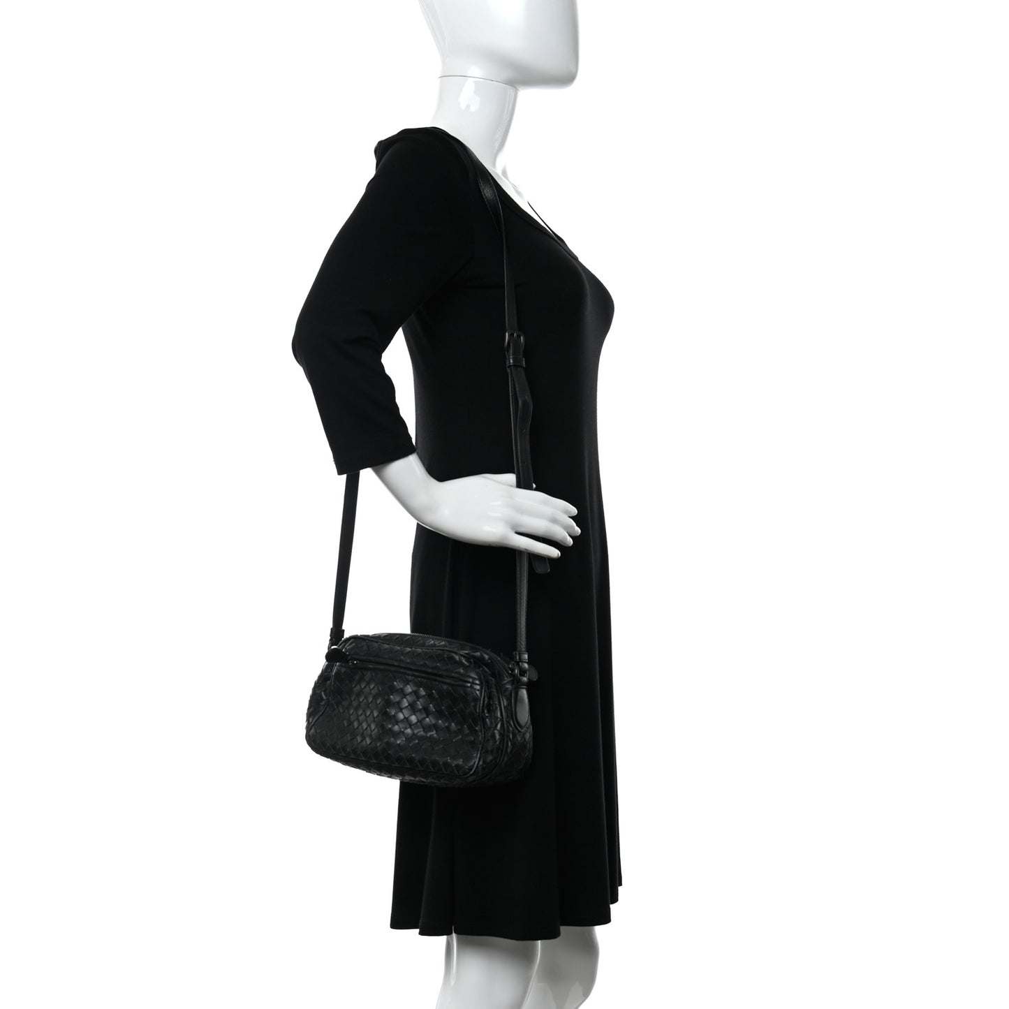 Nappa Intrecciato Shoulder Bag Black
