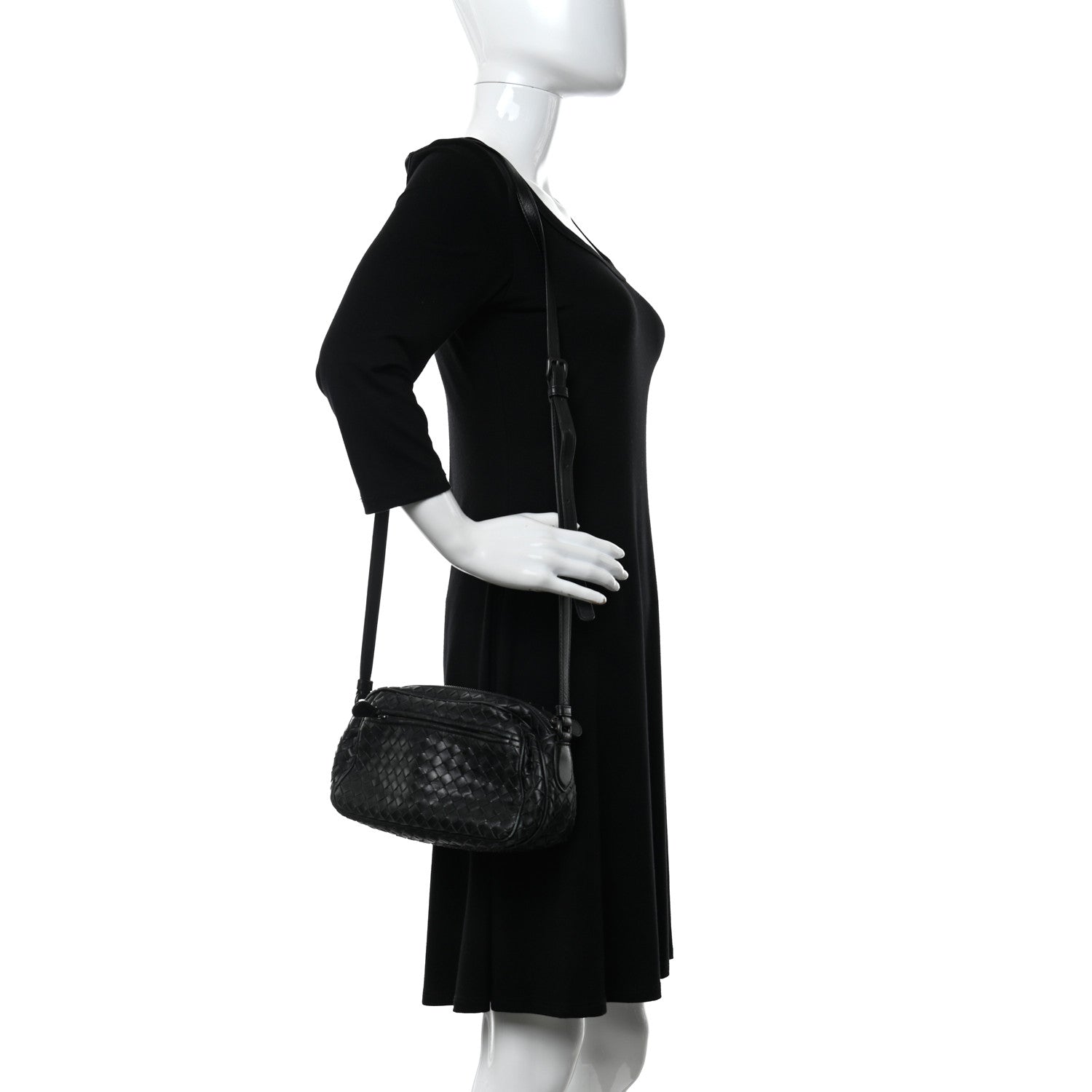 Bottega Veneta Nappa Intrecciato Shoulder Bag Black 3 of 5