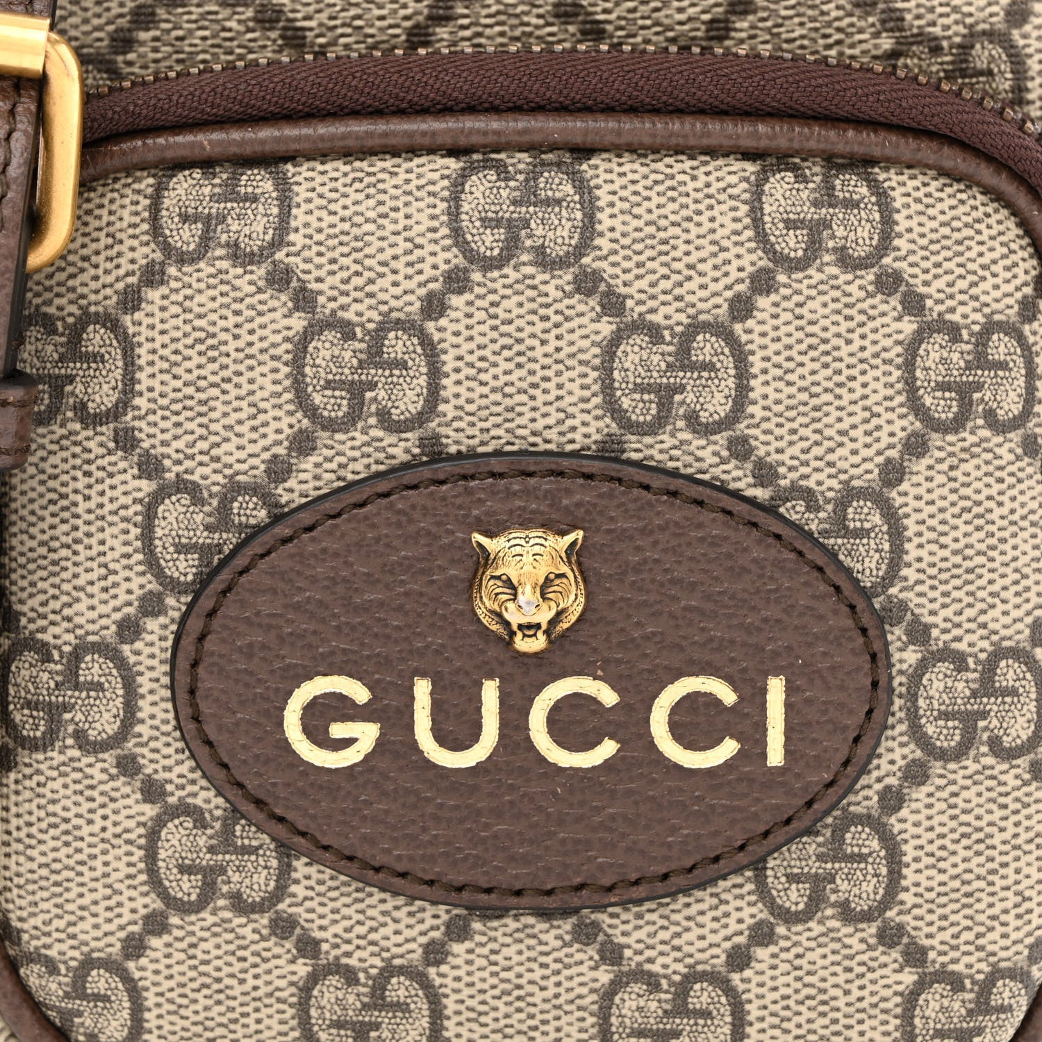 Gucci GG Supreme Monogram Mini Neo Vintage Double Zip Messenger Bag Beige New Acero Crop 10 of 12