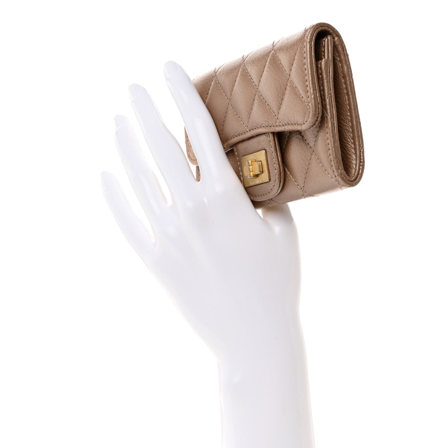 Metallic Calfskin Quilted Reissue Flap Card Holder Gold