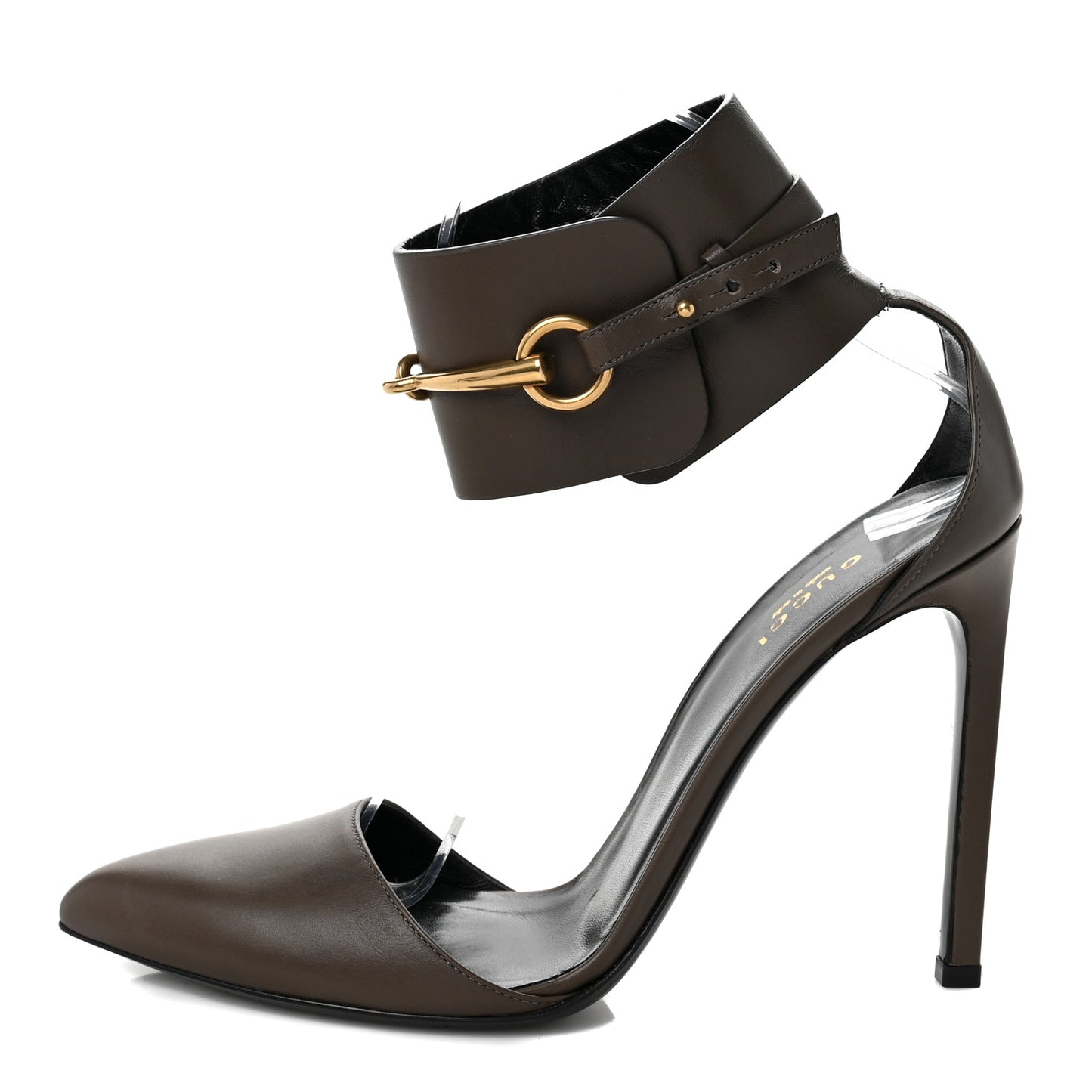 Calfskin Ursula Ankle Wrap Pumps 38.5 Grey Field